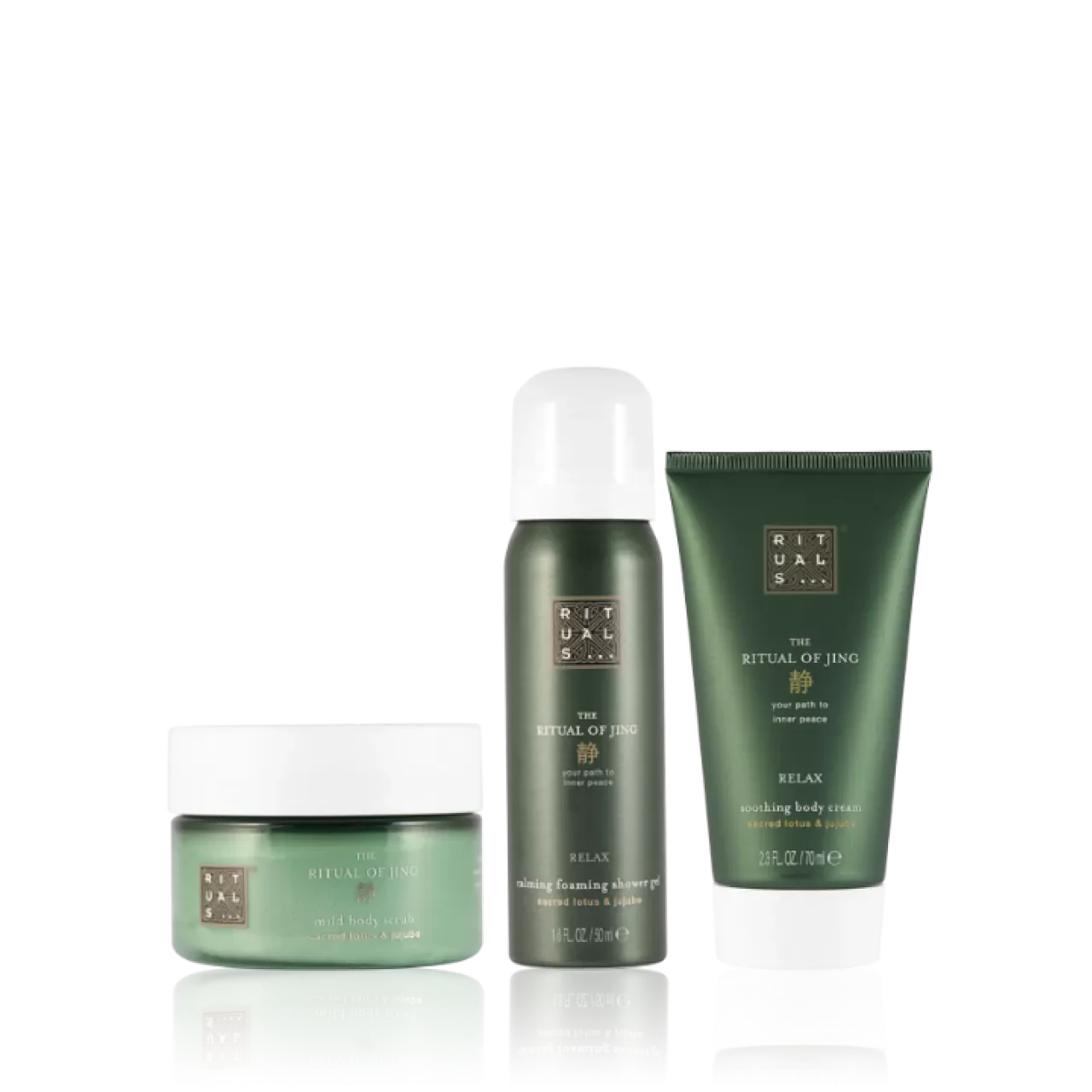 RITUALS JING SET BODY SCRUB 125 GR+BODY CREAM 70 ML+FOAMING SHOWER GEL 50 ML
